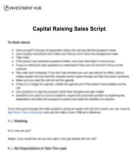 Sales script to raise capital